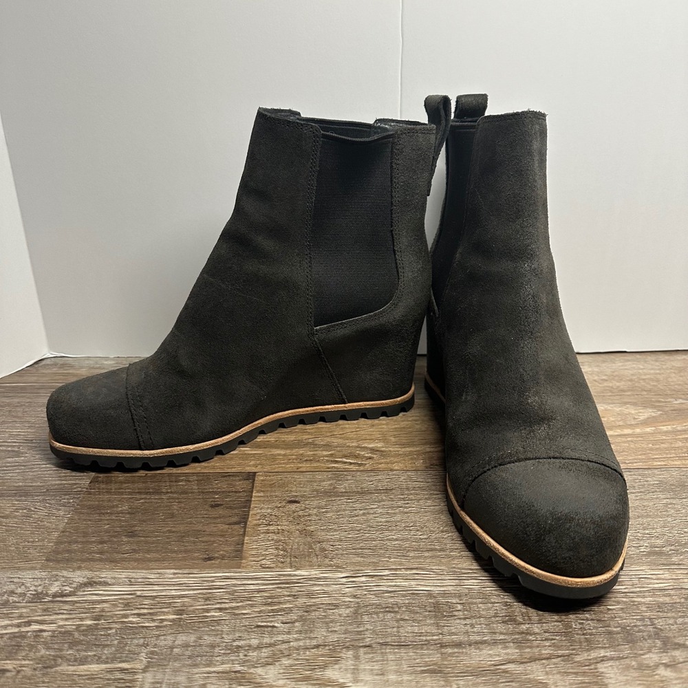 UGG Pax Wedge Booties Waterproof Suede Chelsea Boots Black‎ 1095136 Womens 10